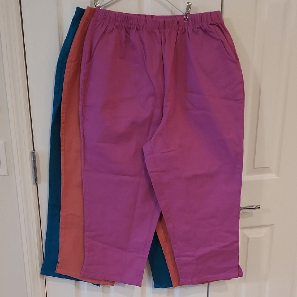 Denim&Co Women's Capris in Purple, Orange, and Teal